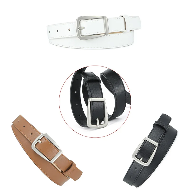 Schlichtes Design Damengürtel, modisch, lässig, vielseitig, für Kleid, Jeans, Accessoires, rosa Pu-Leder, Dornschließe, Bund 2,3 cm – Detail 3