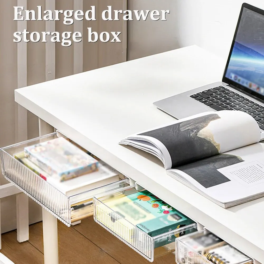 1pc Office Closet Under The Table Storage Drawer Slide Out Self-adhesive Drawer Storage Box Hidden Household Items