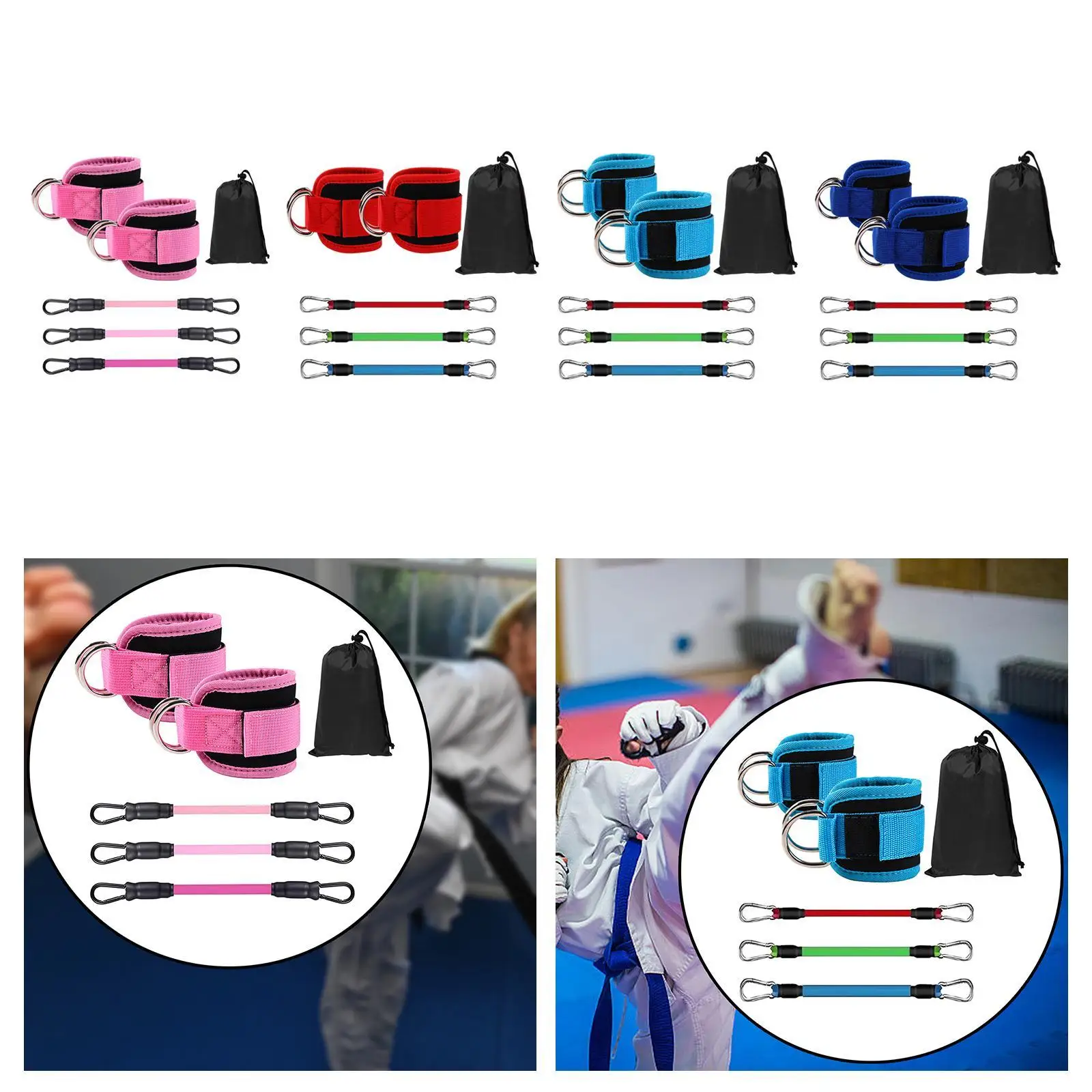 3 Pieces Ankle Resistance Bands Set for Women Men Fitness Equipment Exercise Bands with Cuffs for Leg Butt Training Working Out