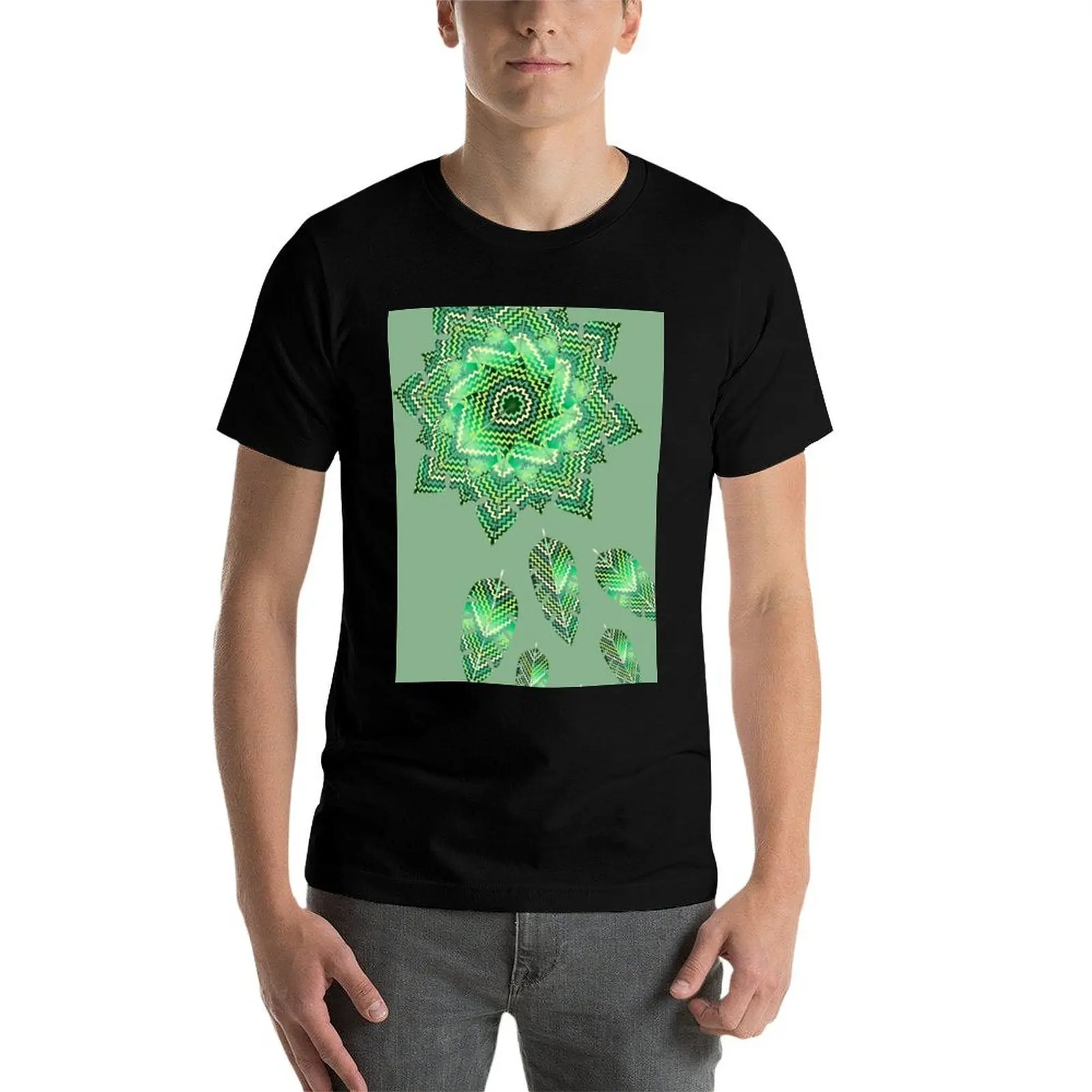 ZIG- ZAG GREEN LEAF MANDALA #4 T-Shirt custom t shirt anime figures animal prinfor boys mens designer clothes image 4