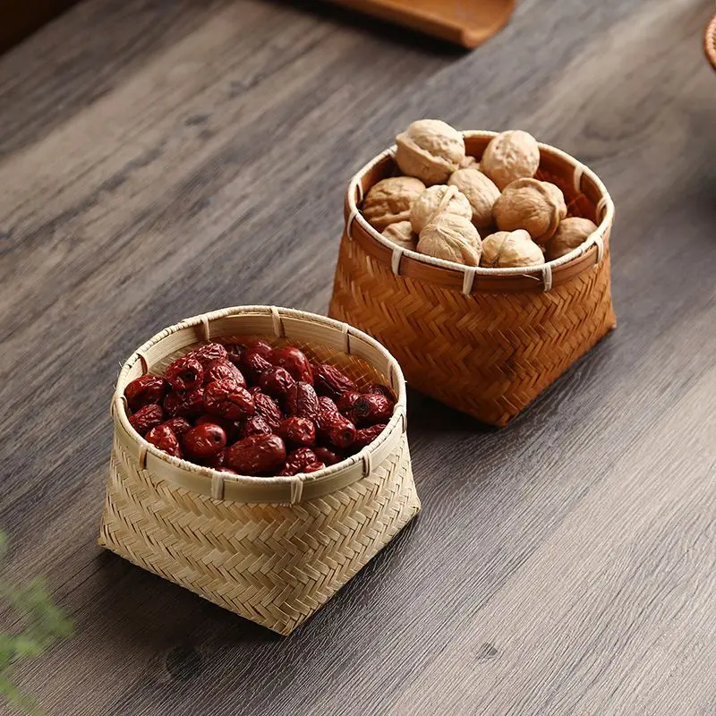 سلة حلوى منسوجة من الخيزران مصنوعة يدويًا سلة من الخيزران الصغيرة سلة من الخيزران الصغيرة وجبات خفيفة سلة من الخيزران للمطاعم #3