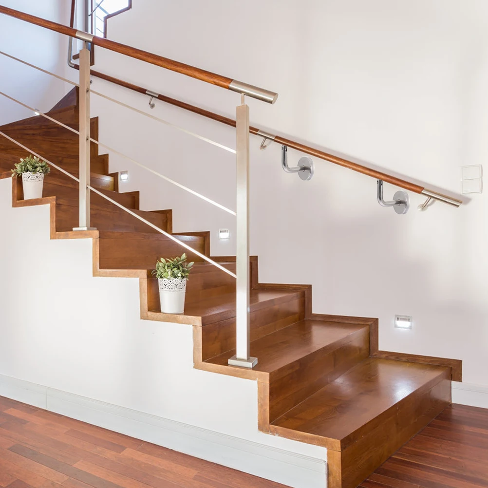 

5 Pcs Brackets Stainless Steel Wall Support Stairway Railing Handrail Holder for Stairs Banister Outdoor Handle Silver