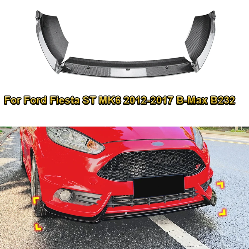 

Карбоновый внешний вид/глянцевый черный для Ford Fiesta ST MK6 2012-2017 B-Max B232, спойлер переднего бампера, нижний сплиттер для губ, защита лезвия