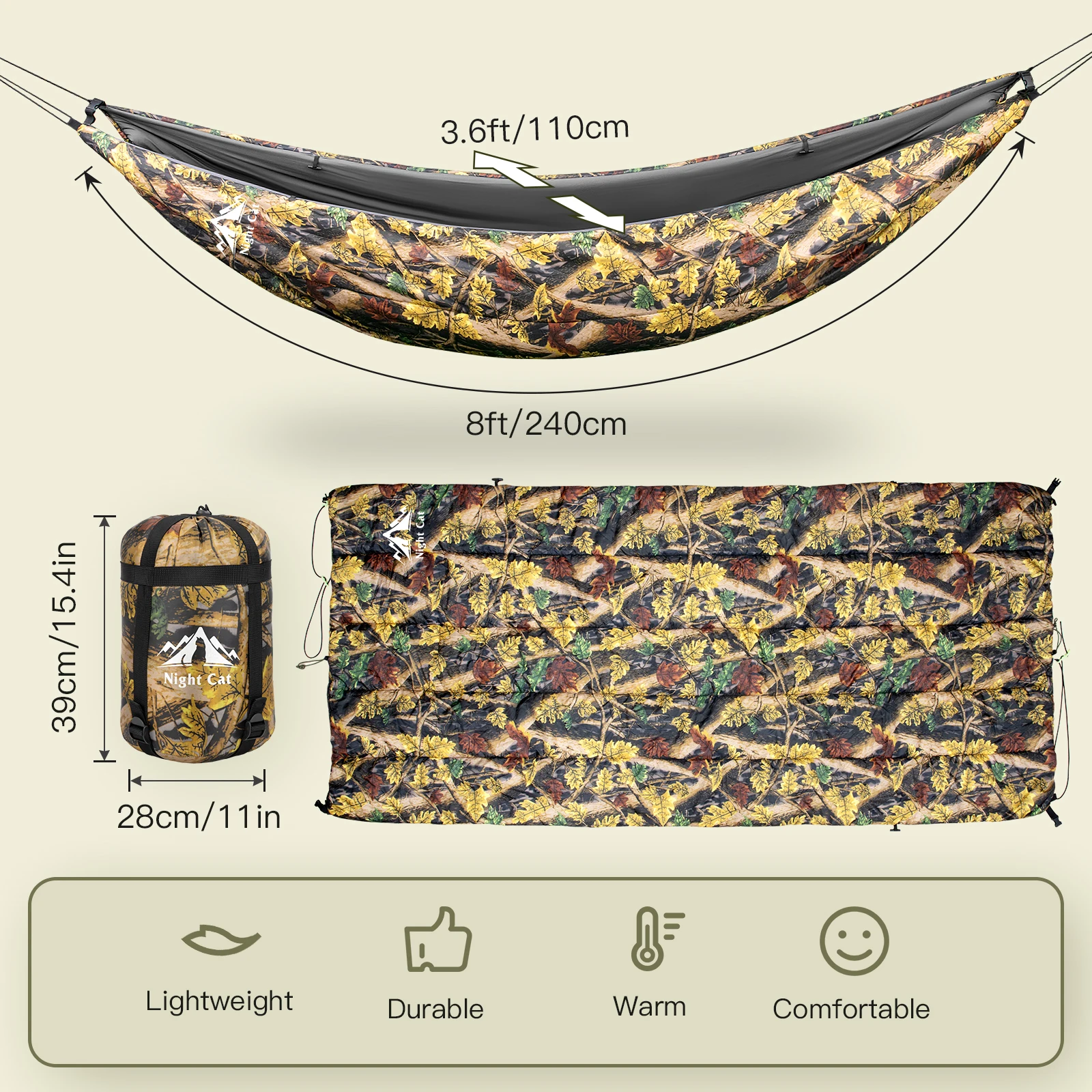 Outdoor Camping Hammock Underquilt Multifunctional Winter Sleeping Warm Under Quilt Blanket Cotton Hammock