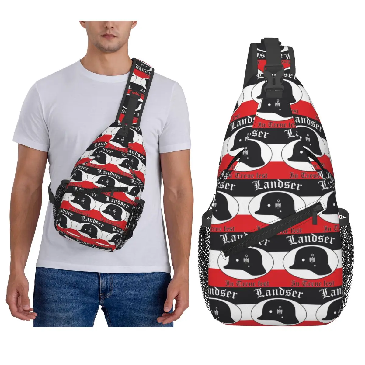 

Landser Rock Band Chest Bag Men Sling Crossbody Backpack Chest Bag Travel Hiking Daypack Shoulder Bag