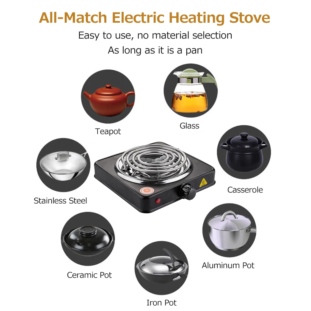 Electric Furnace Household Mini Burner Portable Hot Plate High Power 1000℃ Kitchen Stove Hookah Charcoal Coconut Shell Stove