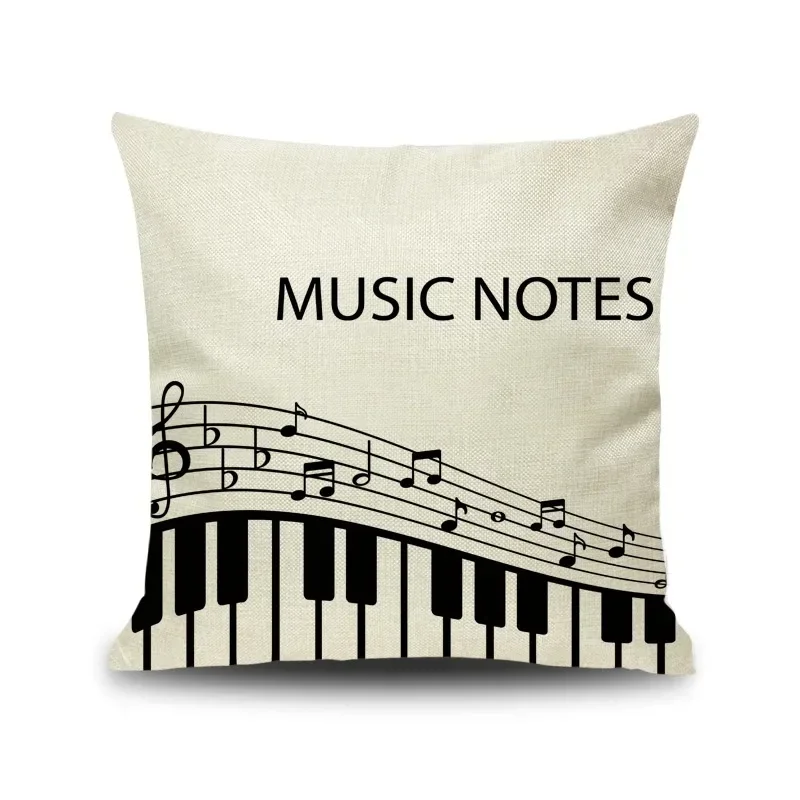 Home Decor Letter Notes Piano Graphic Print Polyester Pillow Sofa Car Bedroom Living Room Cushion Cover funda de almohada