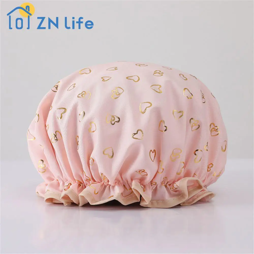 Bathing Women's Womens Cpe Gilded Printing Polyester Cotton Peva Nightcap Stretchable Waterproof Polyester Cotton Home