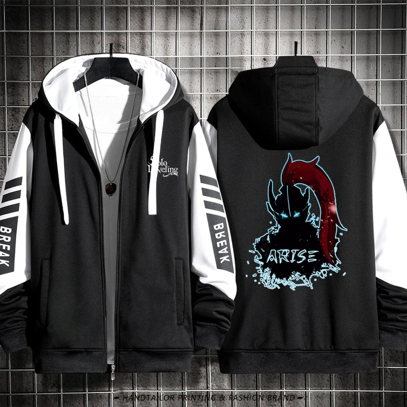 

3D Anime Solo Leveling Sung Jin Woo Cosplay Costumes Unisex Hoodie Sweatshirt Zipper Hooded Jacket Outerwear