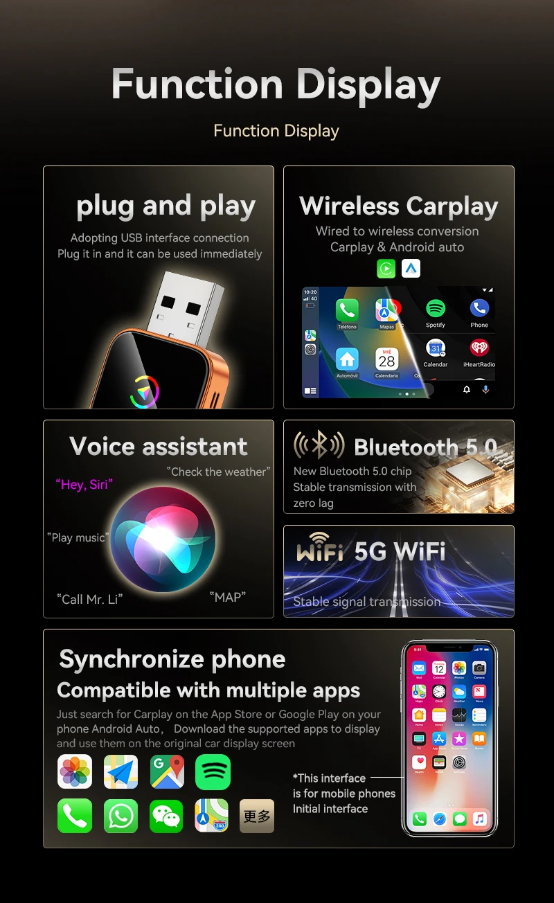 Smart Home Usb - 2in1 Wireless CarPlay Dongle Smart Wireless