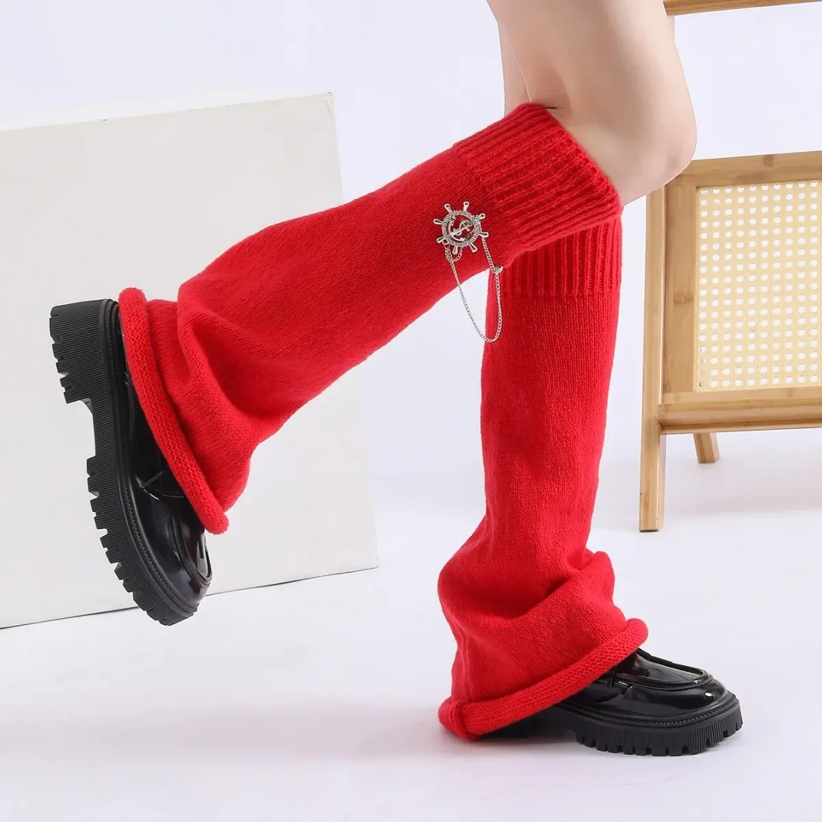 Anchor Chain Candy Colored Knee and Foot Pads JK Lolita Horn Mouth Middle Tube Socks Elephant Socks JK Girls Boat Anchor Pile