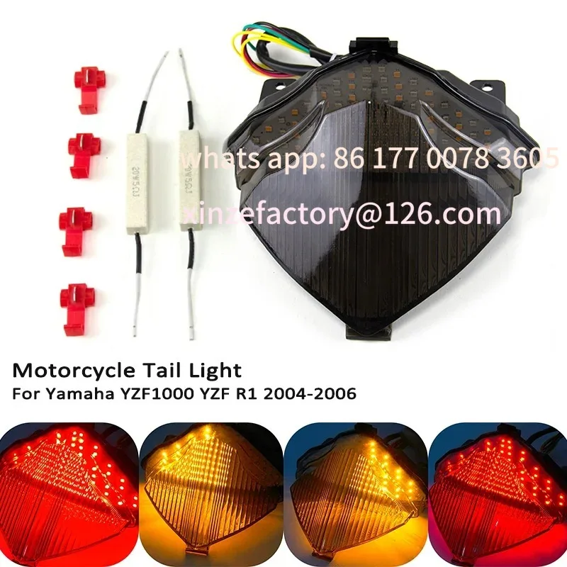 تخصيص دراجة نارية LED الفرامل الضوء الخلفي الدخان بدوره إشارات لمبة خلفية وقف الضوء الخلفي #2