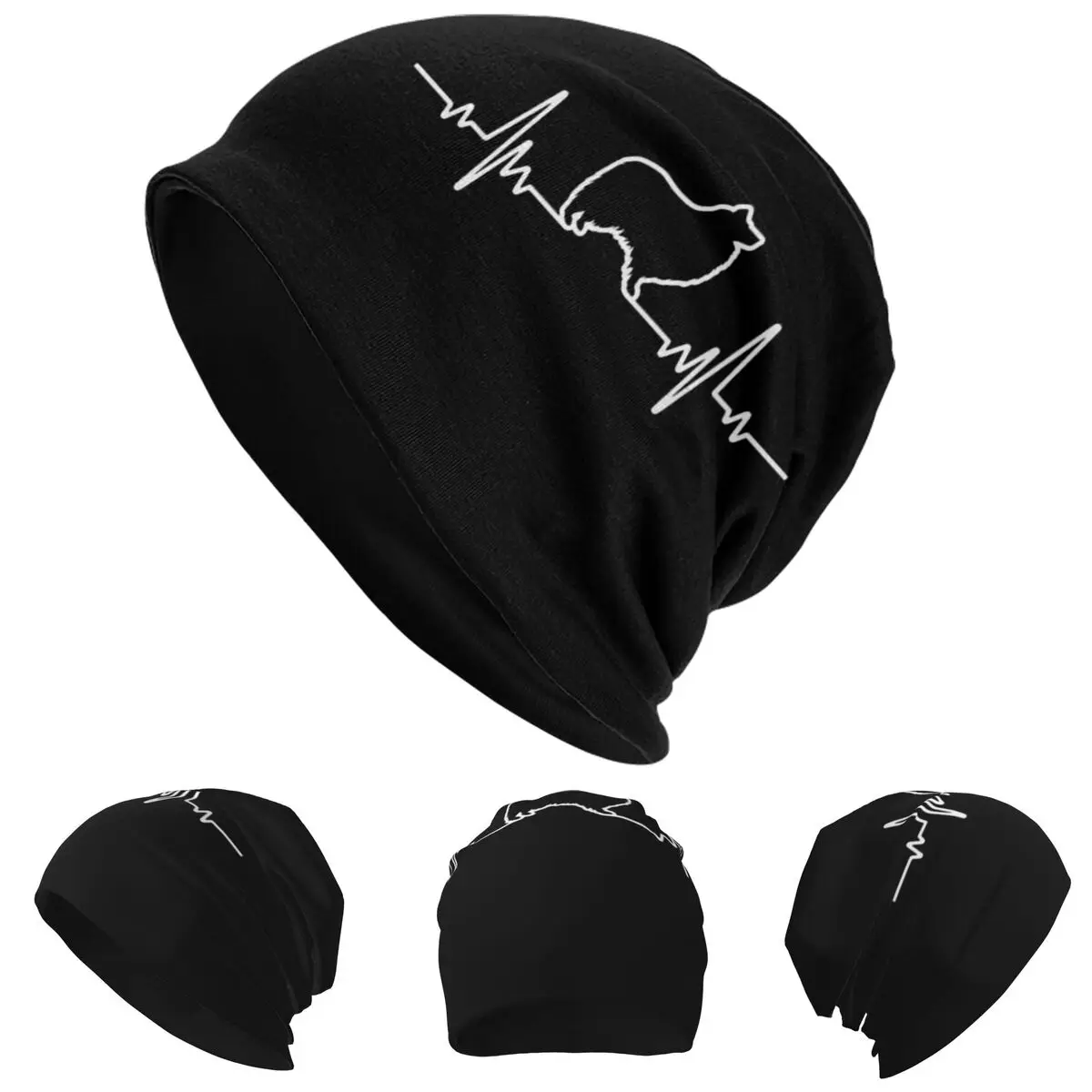 

Minimalist Heartbeat Shetland Sheepdog Skullies Beanies Hats Warm Autumn Winter Outdoor Cap Knitted Bonnet Caps for Unisex Adult