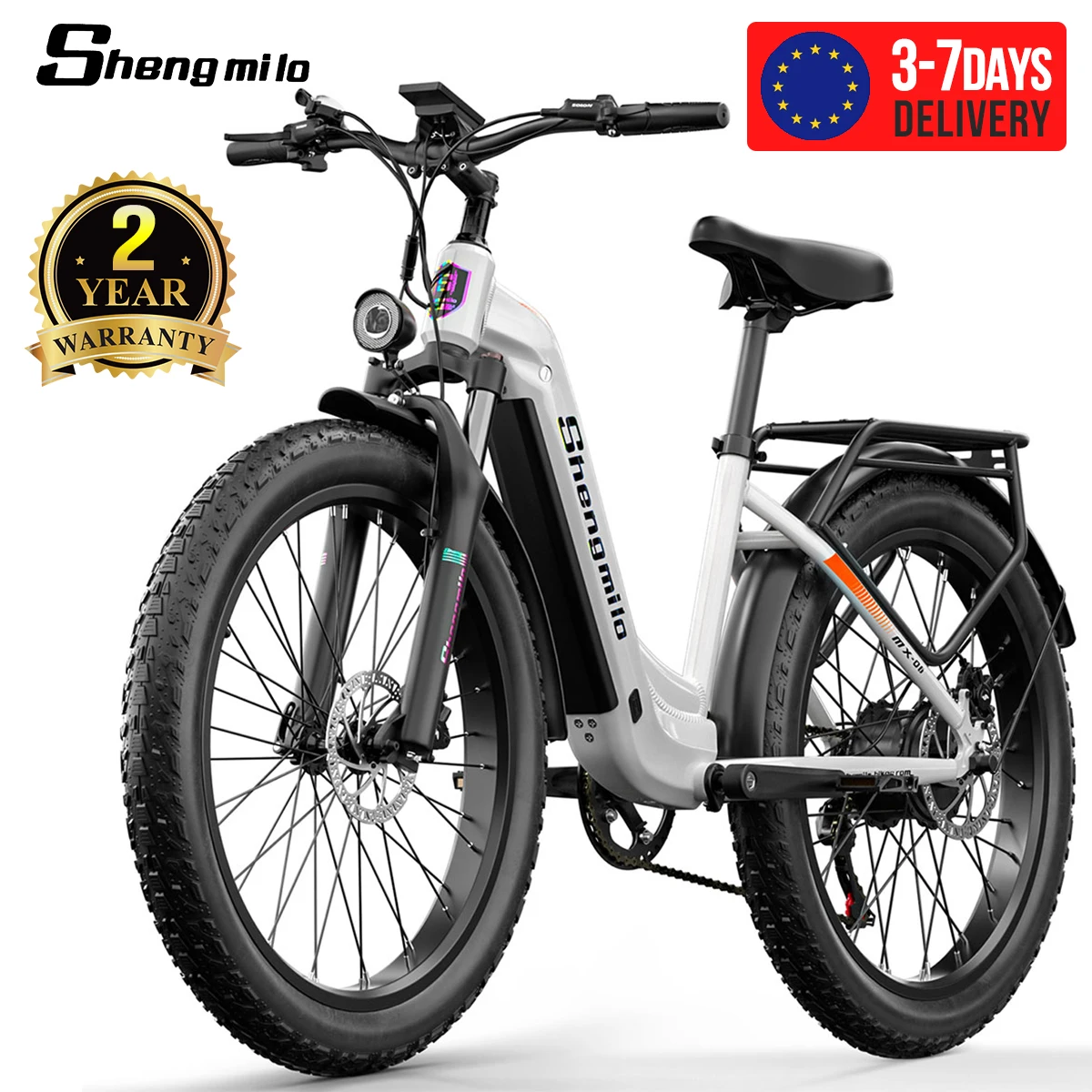 Vélo de montagne électrique Shengmilo MX06 26 pouces, 1000W 48V 17.5Ah 80km, freins à disque, vélo électrique 7 vitesses pour adultes