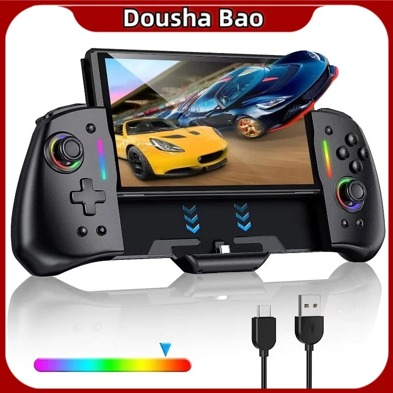 

Linyuvo Switch Oled Plug In Games Controller Rgb Colorful Light Effect Back Key Metal Joystick Controller Wallpaper Engine Ins