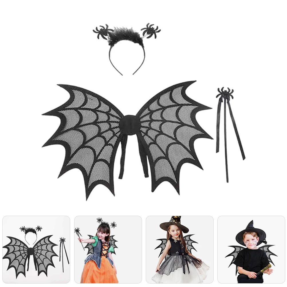 

1 Halloween Wing Costume Accessories Set Cosplay Props Felt Hair Hoop Stick Creative Headband Lightweight Easy Carry Durable