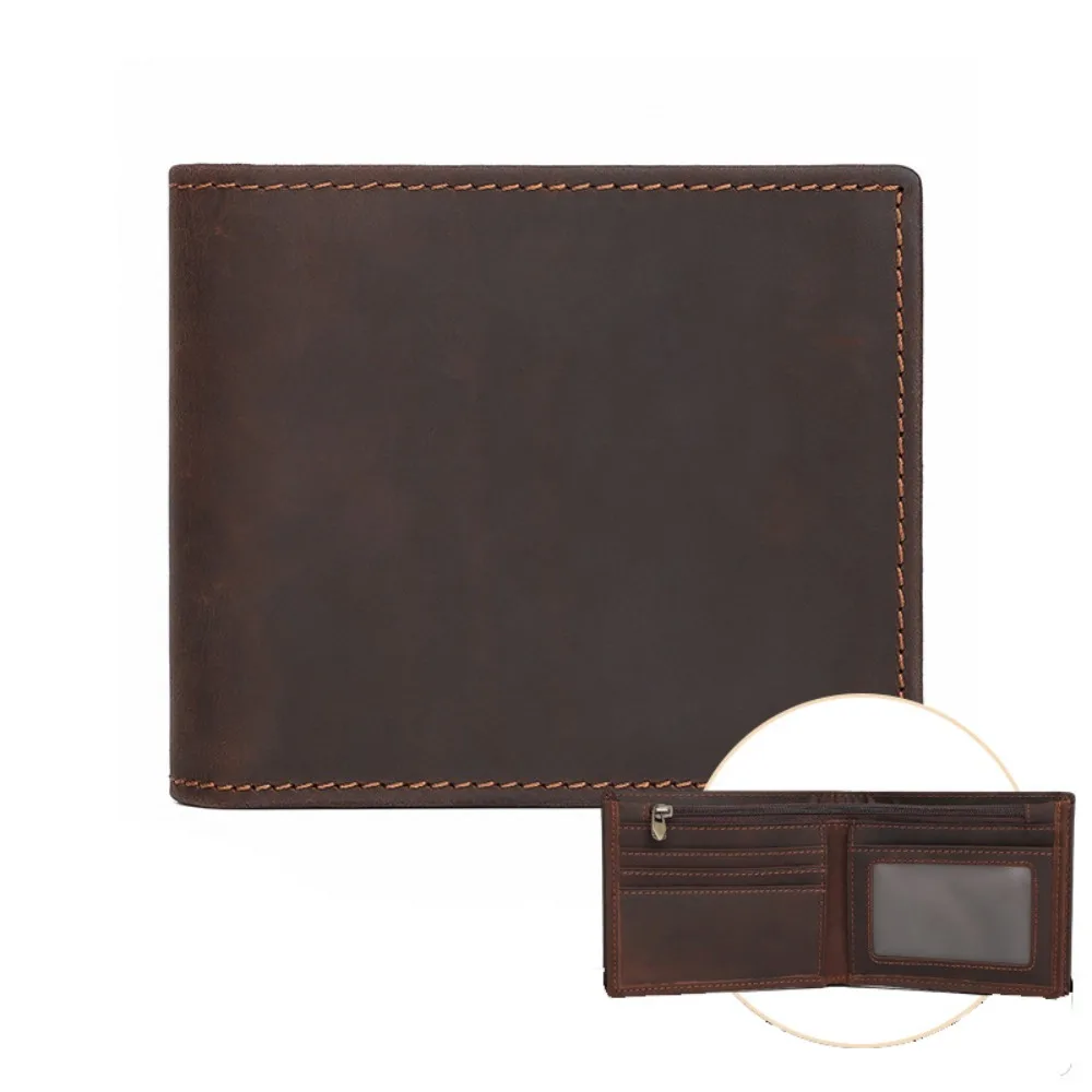 

Роскошный винтажный кошелек из натуральной кожи, кошелек ручной работы с несколькими отделениями для карт, легкий тонкий дизайн, короткий кошелек, повседневная переноска