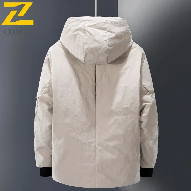 COMXZ Brand Luxury Men Outdoor Down Jacket Casual Hooded Adventure Thickened Warm Parka Daily Style Lightweight Winter Down Coat