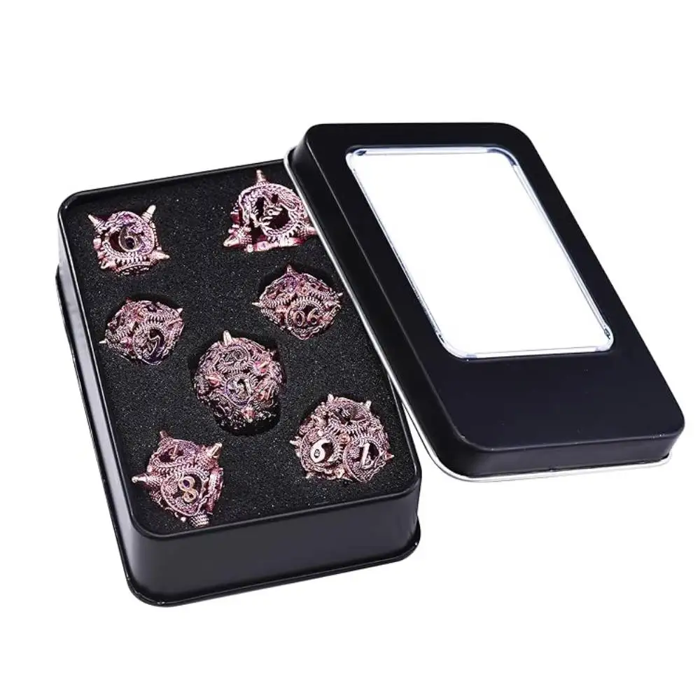 

7pcs DND Dice Set Metal Dragon Hollow Polyhedral Dice D20 D12 D10 D% D8 D6 D4 for Dungeons & Dragons RPG Board Games Dices