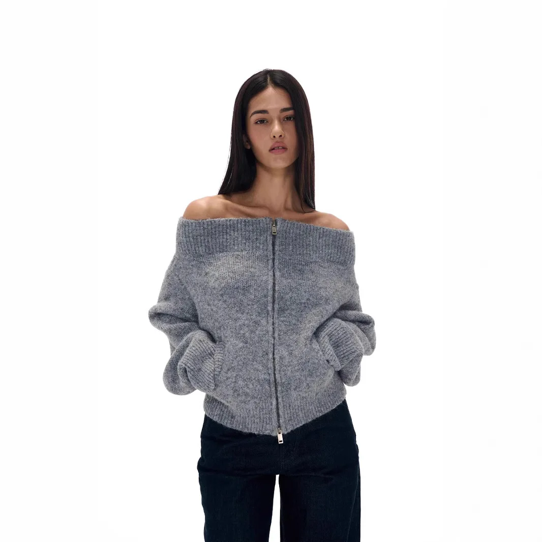 Sweater Wool wanita mewah 2024, atasan Sweater jaket Y2k kasual seksi untuk wanita, kardigan rajut, atasan lengan panjang 100%