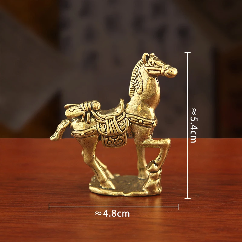 Zodiac Animal Figurines Horse Step on Coins Lucky Statue Miniatures Pure Copper Crafts Collection Copper Feng Shui Desk Ornament