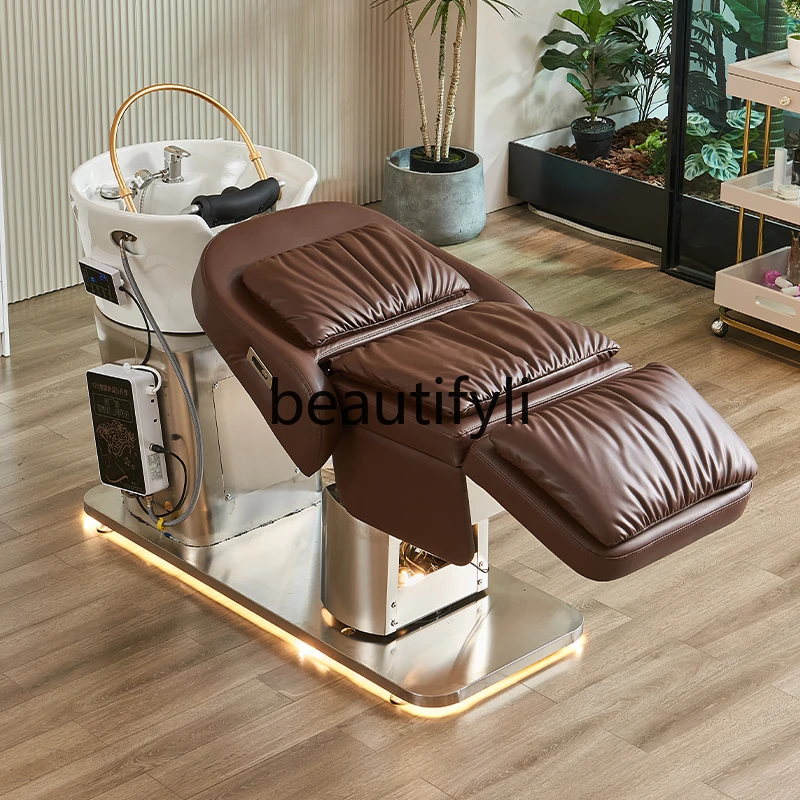 

Electric Adjustable Rotating Head Therapy Shampoo Bed with Water Circulation and Steaming Function and Water Heater