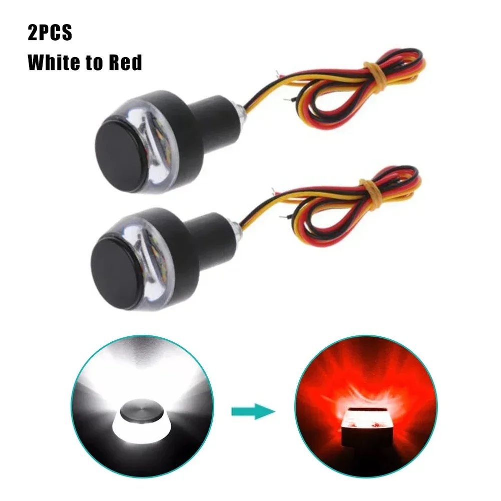 2 Stück Lenkergriff Blinker Seitenmarkierungsleuchte 12V Motorrad LED Lenkerenden-Blinklicht Weiß Gelb Blinker
