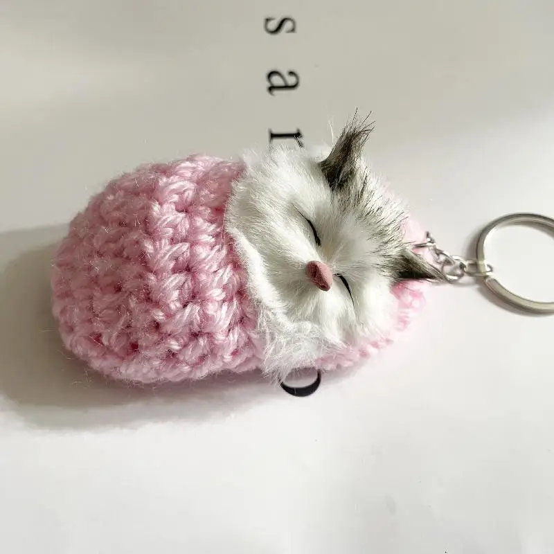 Simulation Mini Cat Keychain Fluffy Plush Cat Decor Durable Kawaii Key Holder for Girls School Bag Decor Holiday Gifts