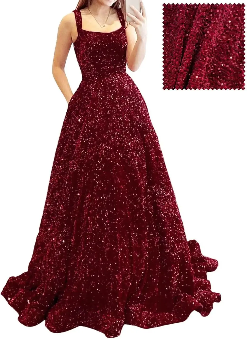 

Prom Dresses Long A Line with Pockets Formal Evening Ball Gowns Velvet Velvet Sequins Black Tie Wedding Party Dress