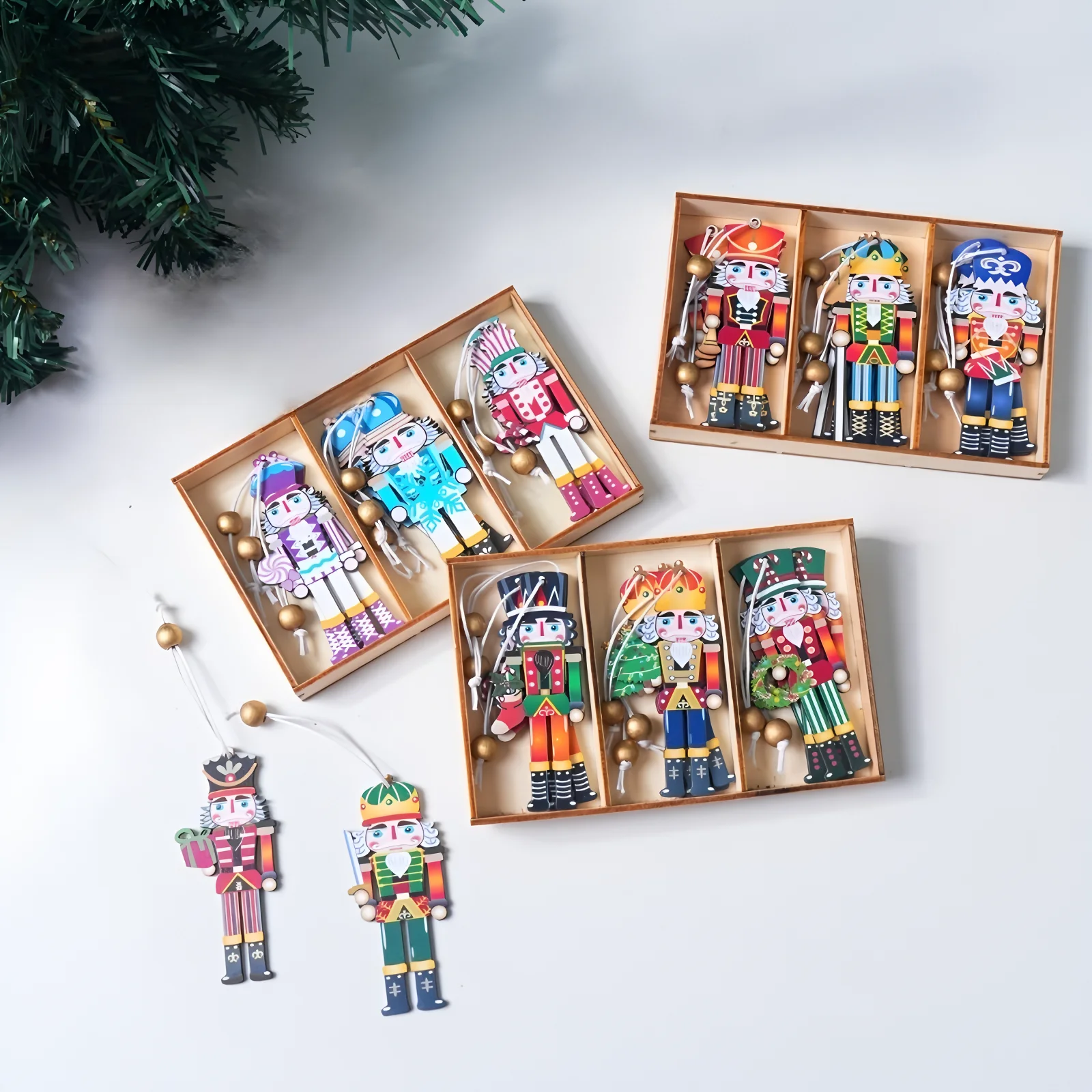

10 комплектов рождественской елки, креативный подвесной кулон, деревянные украшения солдата из бисера