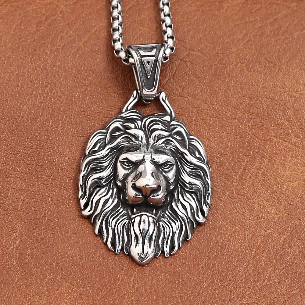 فاسق خمر الأسد رئيس قلادة قلادة للرجال بنين القوطية 316L الفولاذ المقاوم للصدأ الحيوان القلائد خاتم هدايا مجوهرات أنيقة بالجملة #1