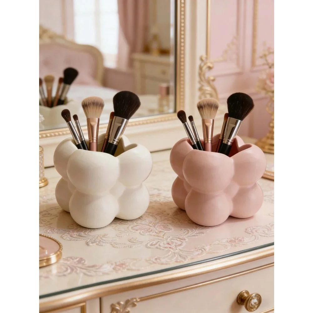 Honey Pot Shaped Makeup Brush Holder, Cute Milky White Cosmetic Display Rack, Makeup Storage Box, Best Birthday Gift, Home Decor