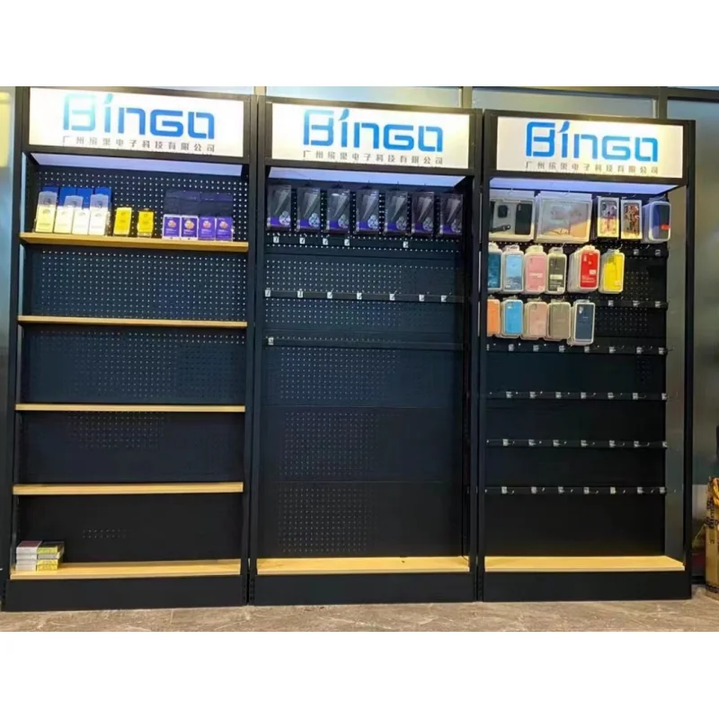 Custom. metal Handy zubehör Regale elektronische Produkt Vitrine Handy Shop hängen Display Racks mit Haken