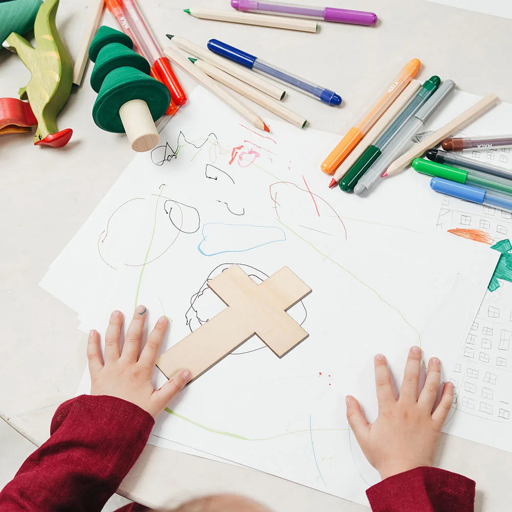 

50Pcs Unfinished Cross Wood Slices Blank Craft Pieces for DIY Graffiti Kids Art Projects Home Decor Wall Hanging Ornaments