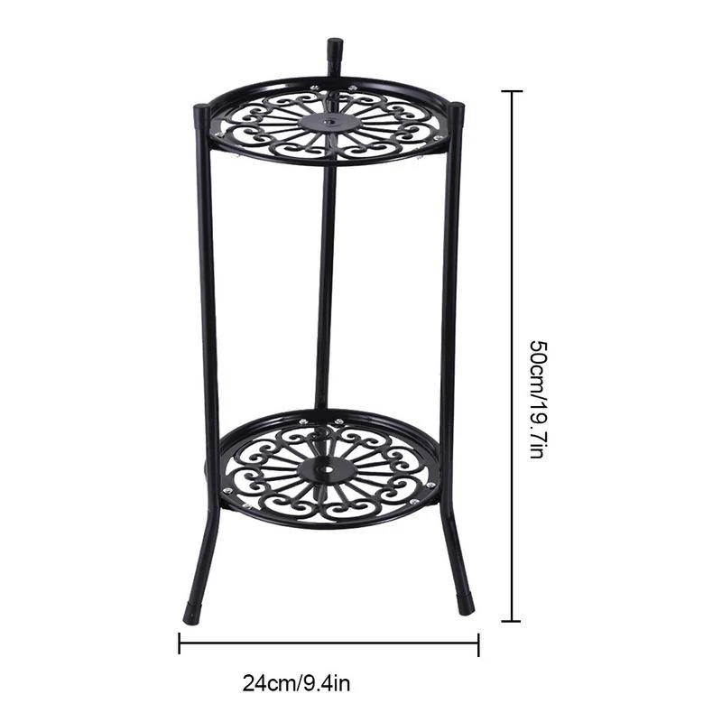 2-Tiered Tall Plant Stand Metal Plant ShelfSupports Rack For Indoor Outdoor Home Decoration