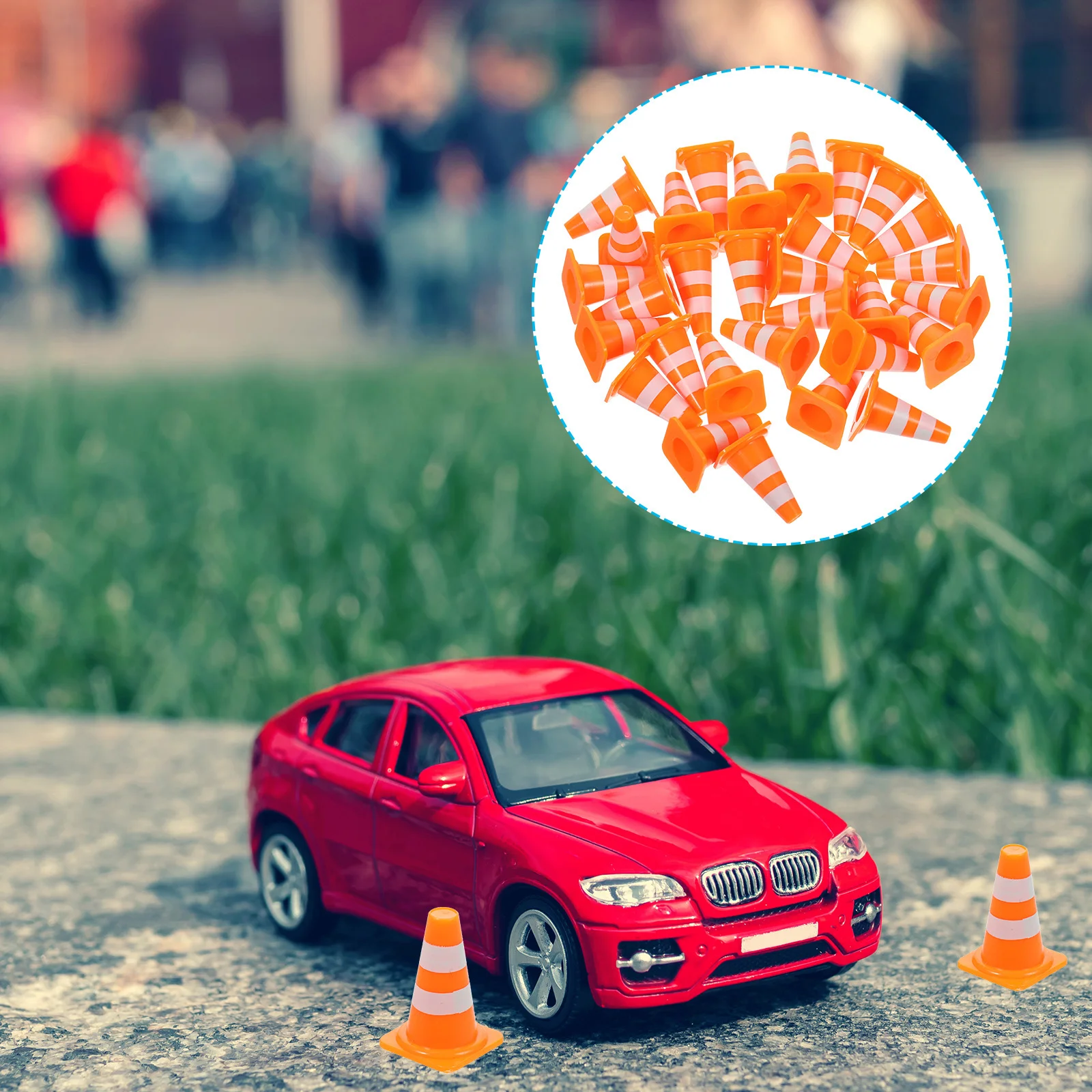 50 Pcs Model Roadblock Simulation Props Child Mini Toys Kids Traffic Cones and Signs Plastic Miniature