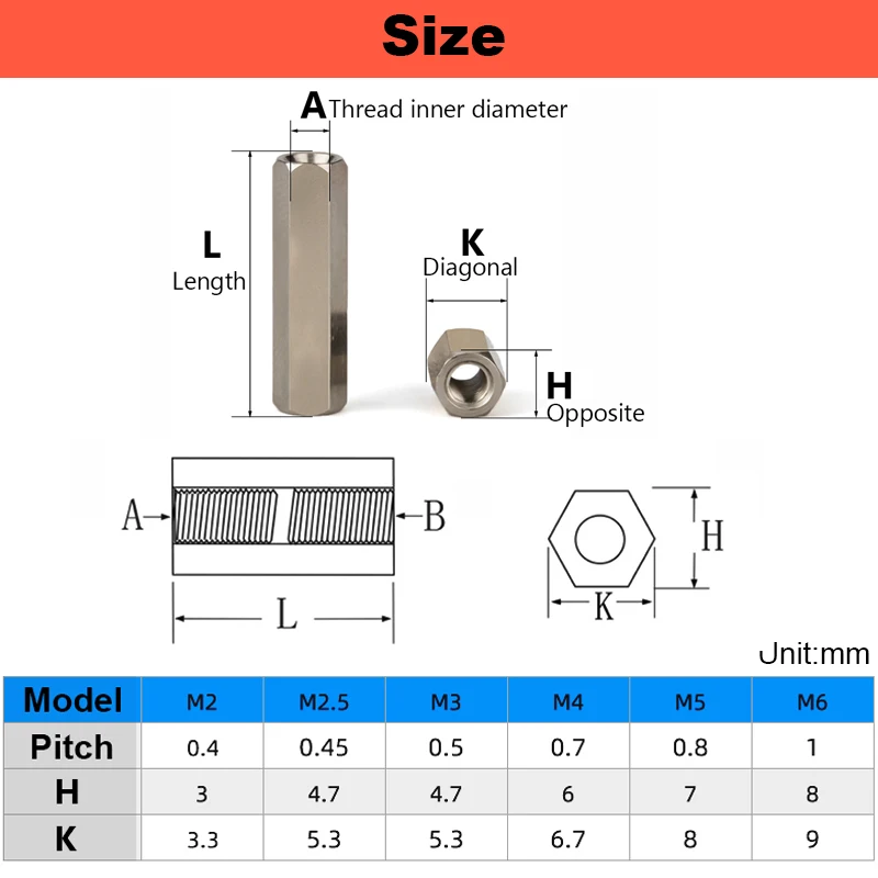 Nickel-plated Brass Double-pass Hexagonal Flat Head Hollow Stud Spacer Column PCB Motherboard Chassis Copper Nut Column M2.5M3M4