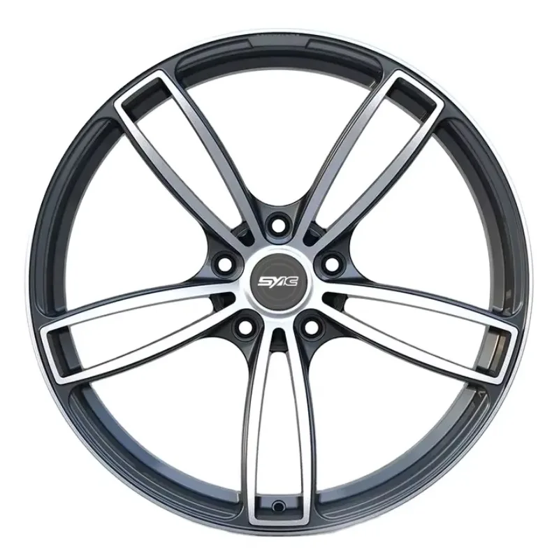 SYAC Custom Gun Gray Polished T6-6061 Aluminum 17-21 Inch 5x112/114.3 Forged Alloy Wheel Hubs
