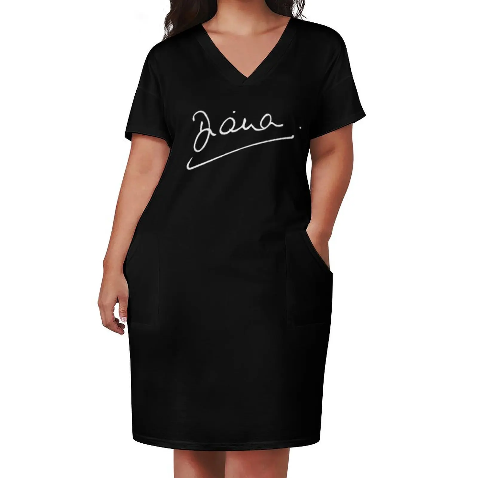 Lady Diana Princess Of Wales Signature Loose Pocket Dress Women