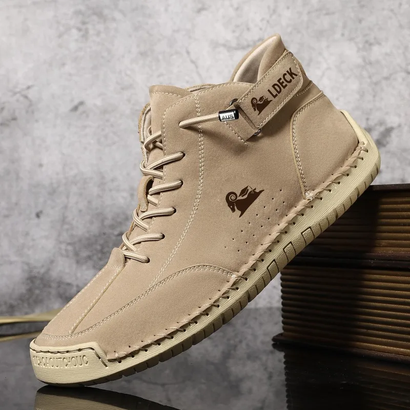 

Men's Casual Shoes High Quality Cowhide Ankle Boots Fashion Handmade Leather Boots High-Top Sneakers for Men Zapatillas Hombre
