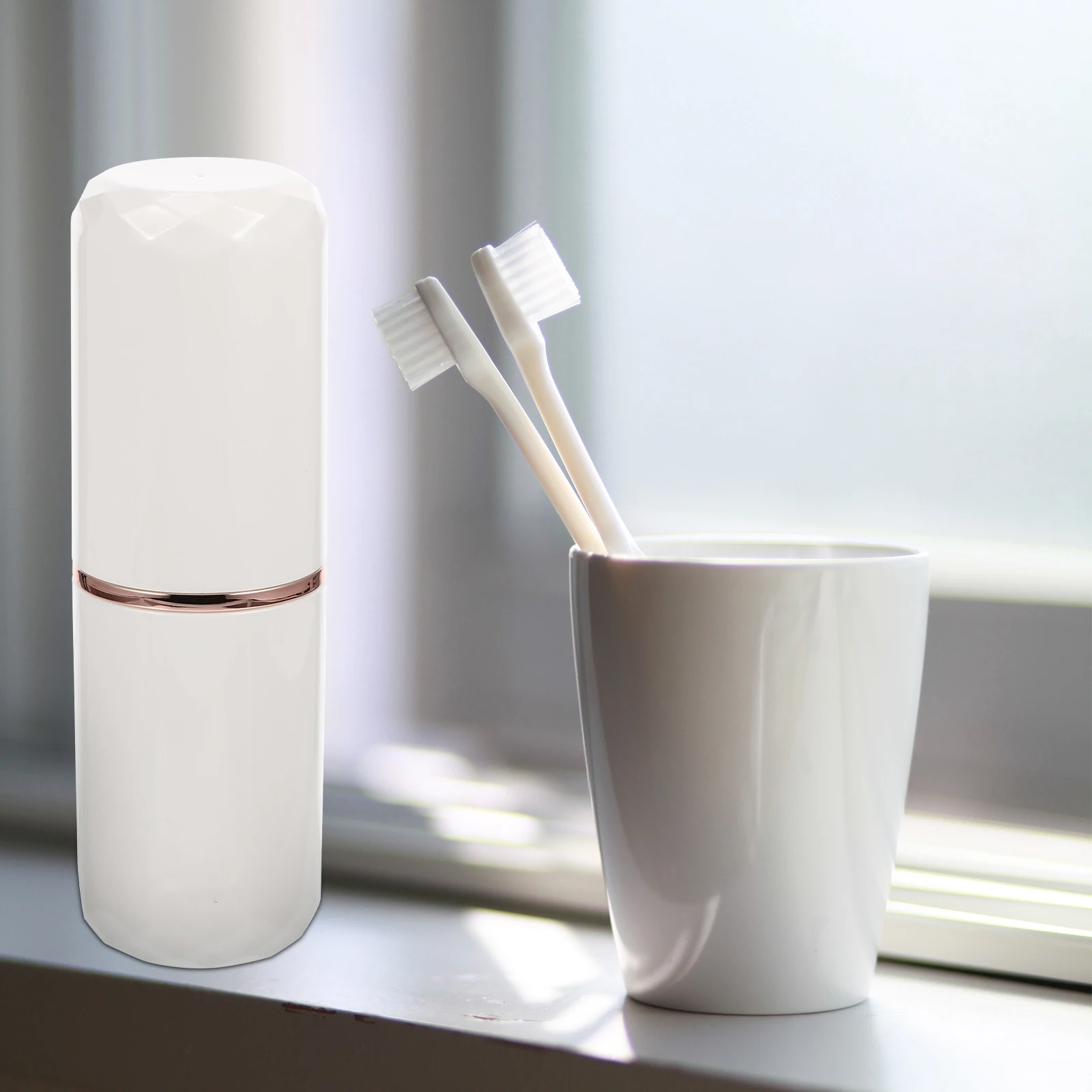 

Portable Travel Toothbrush Case Lightweight Toothbrush Cup with Lid for Toothpaste Storage Mouthwash Holder Compact Space Saving