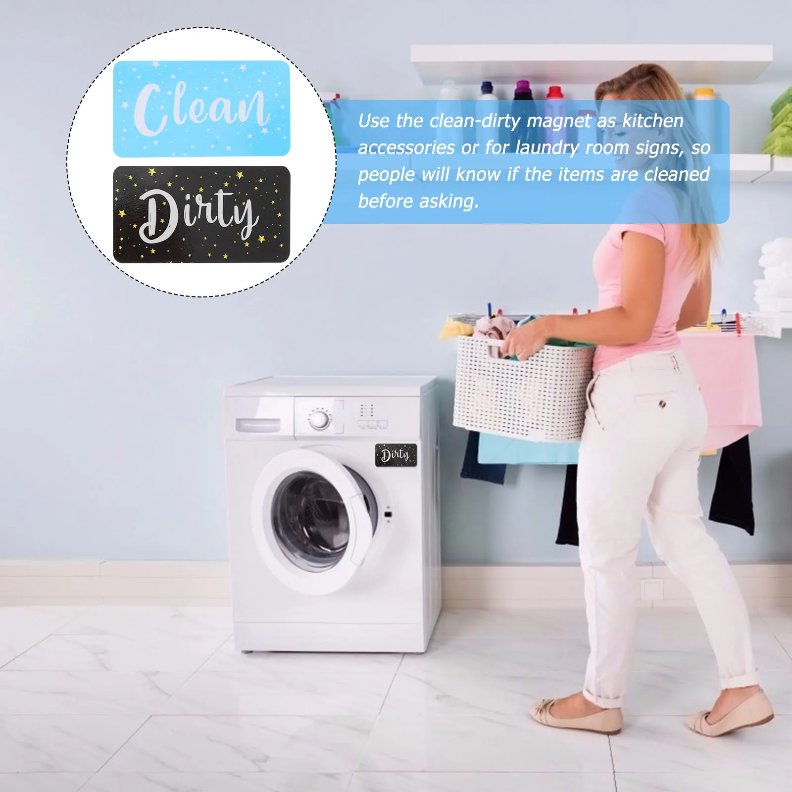 

2Pcs Dishwasher Magnetic Clean Dirty Sign Double-Side Indicator for Washing Machine Kitchen Office Dishwasher Clean Magnet Sign