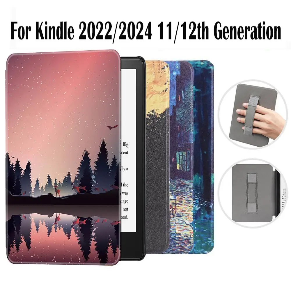 Con soporte de mano Funda para lector electrónico de 6 pulgadas Funda de cuero PU para apagado/encendido automático para libros electrónicos de 6 pulgadas para Kindle 2024/2024 11/12a generación