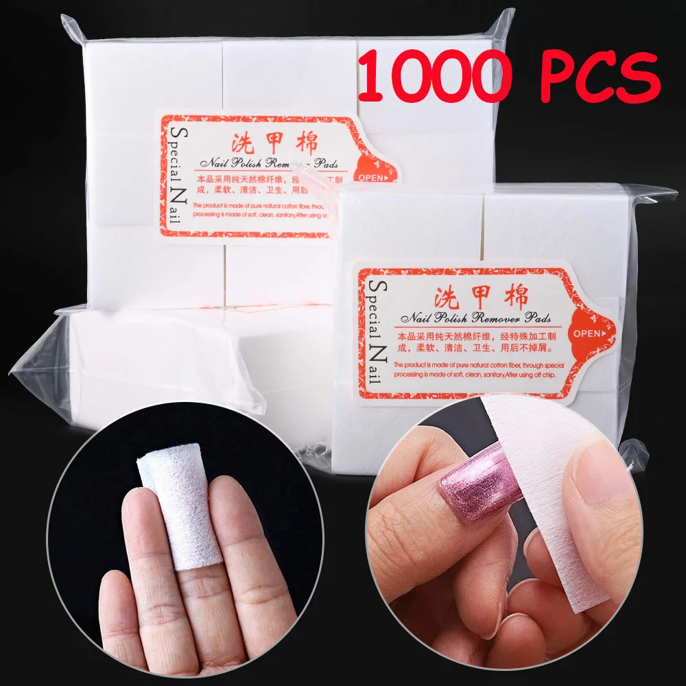 

1000/600/500/300/200/180/100Pcs 100% Cotton Nail Polish Remover Wipes Lint-free Nail UV Gel Polish Cleaning Pads Manicure Tools*