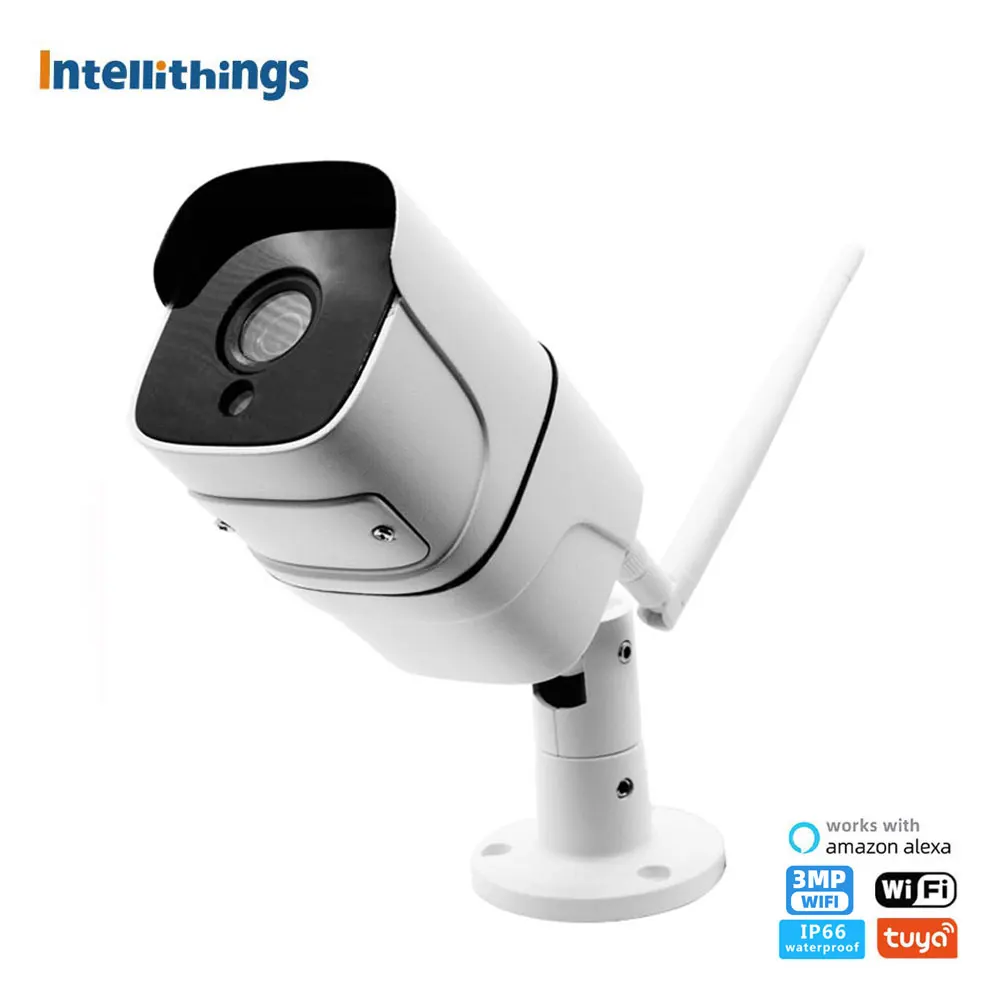 

Intellithings 3MP Tuya WiFi IP Security Surveillance Camera with Two Way Intercom Motion Detection Alexa Voice IP66 Outdoor