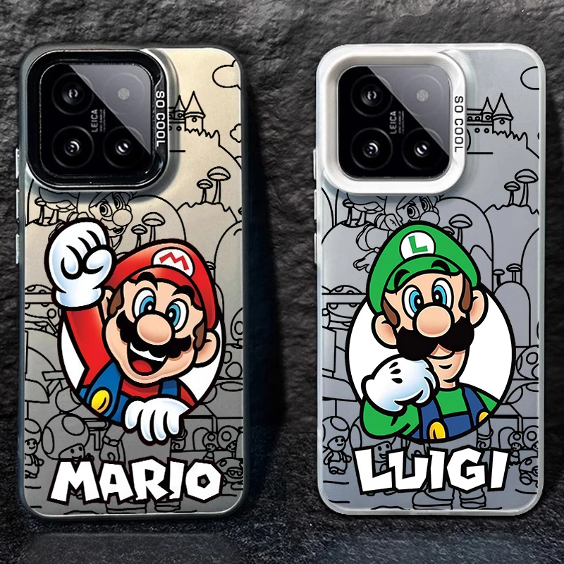 Anime Super M-Mario Cartoon For Xiaomi 14T 12T 13T Poco F3 F4 M2 M3 M5s X3 X5 M6 Pro GT Plus C65 Colorful Silver Phone Case