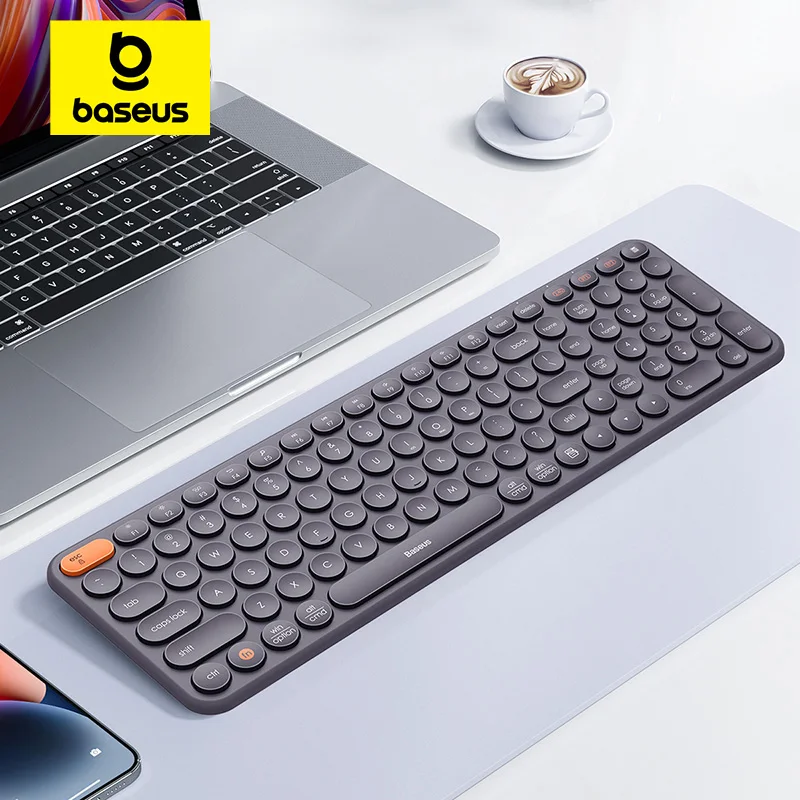 Baseus-teclado inalámbrico 2,4G con Bluetooth 5,0, teclado ergonómico con tapa numérica para iPad, MacBook, tableta, ordenador portátil, PC, juego