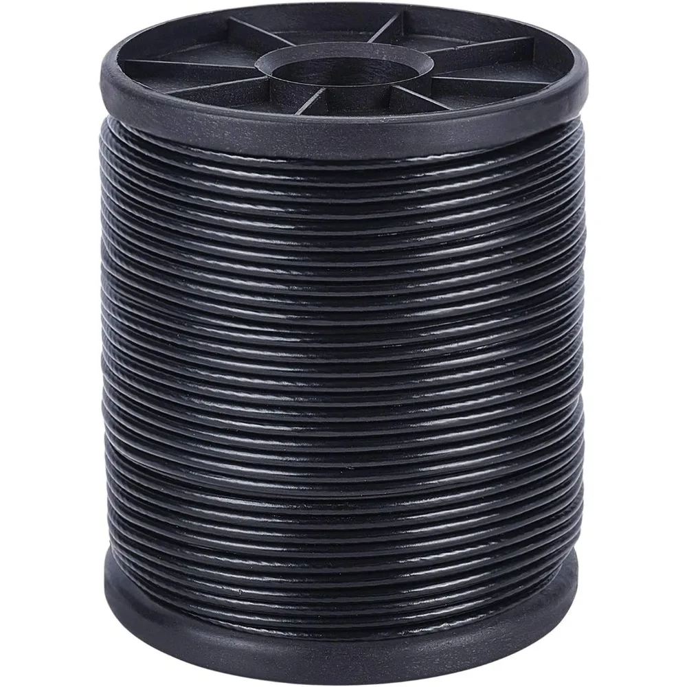 

43.5 Yard/40m 304 Stainless Steel Black Vinyl Coated Wire Rope (Coated OD, 2mm), 7x7 Strands Stainless Wire Rops for Indoor