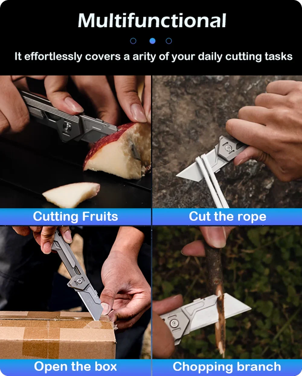 Titanium Alloy Pocket Cutter Knife Unpacking Camping Pocket Outdoor Tools Utlity Knife EDC