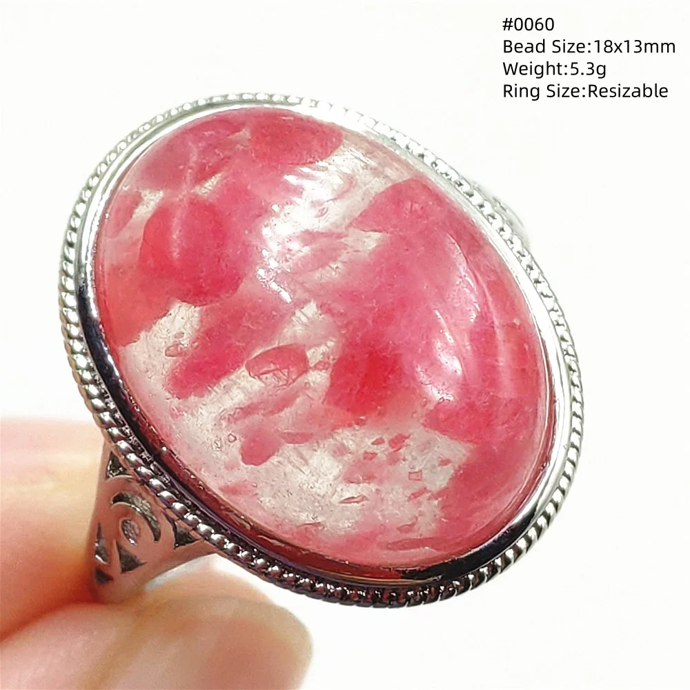 

Натуральная роза, натуральный красный родонит, регулируемое кольцо для женщин и мужчин, драгоценный камень, овальное кольцо с родонитом, ювелирный камень, редкое исцеление AAAAAA